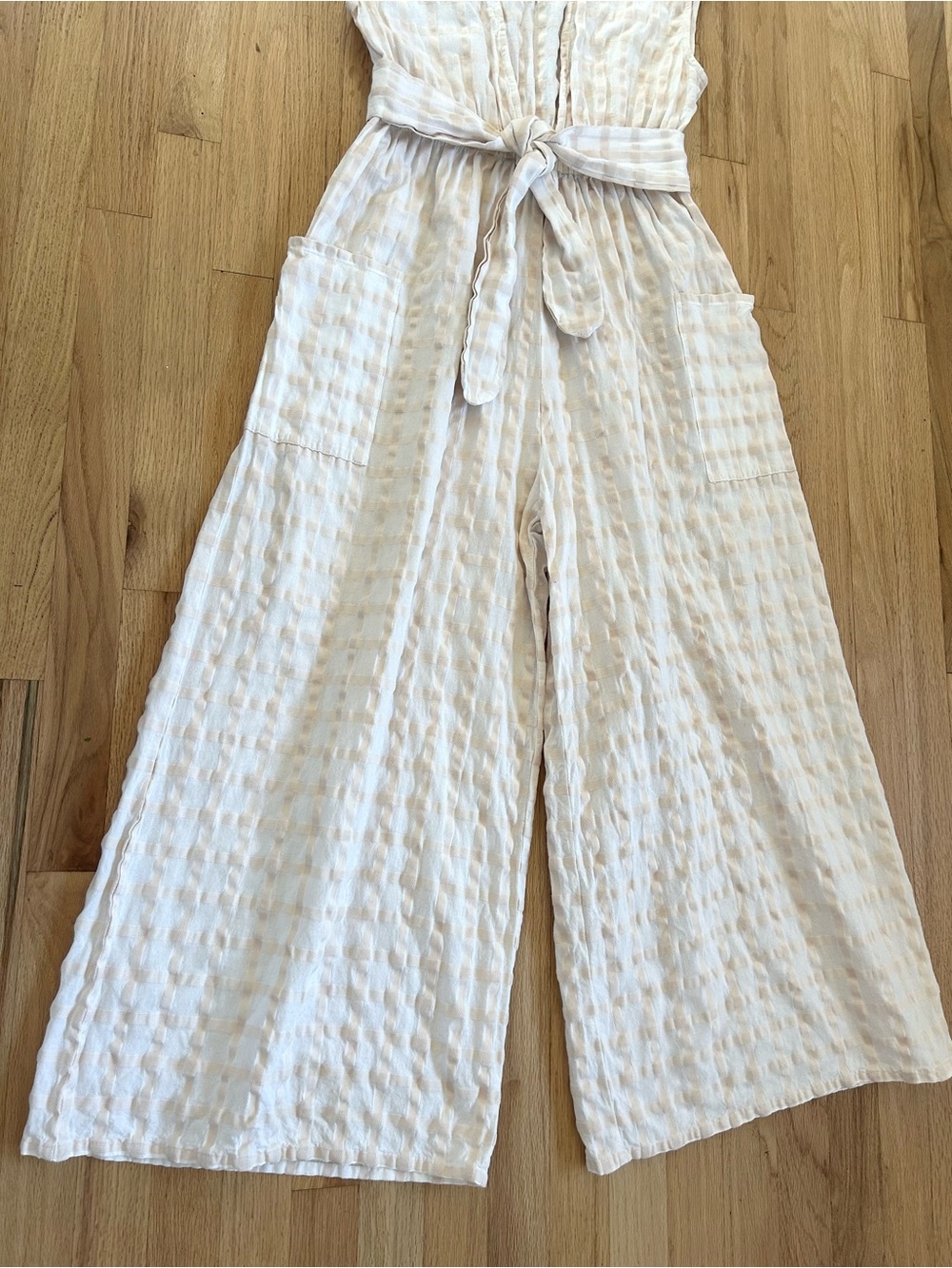 MARA HOFFMAN whitney jumpsuit white sands windowpane vacation resort size M - Picture 10 of 15